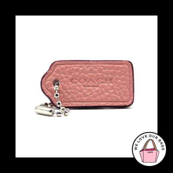 Coach Accessories - 1.5" COACH NEW YORK Pink Pebbled Leather Nickel Fob Bag Charm Keychain Hang Tag
